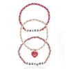 Juicy Couture Kids "juicy" Heart Charm 3-piece Beaded Bracelets In Multi