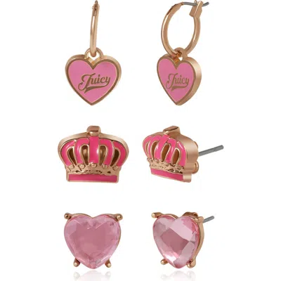 Juicy Couture Kids Kids 3-pair Earring Set In Multi