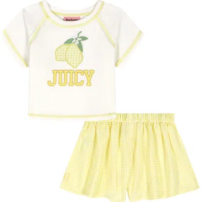 Juicy Couture Kids' Lemon Embroidered T-shirt & Skirt In White