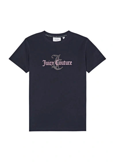Juicy Couture Kids Logo-embellished Cotton T-shirt In Navy