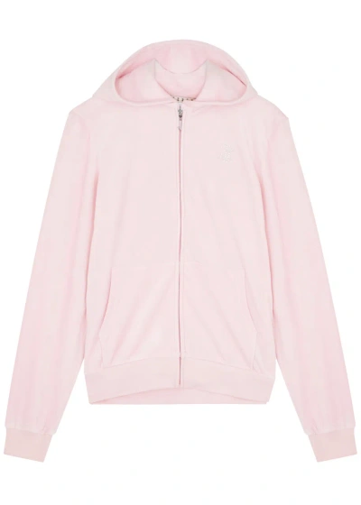 Juicy Couture Kids Logo Hooded Velour Sweatshirt (7-16 Years) In Pink Light