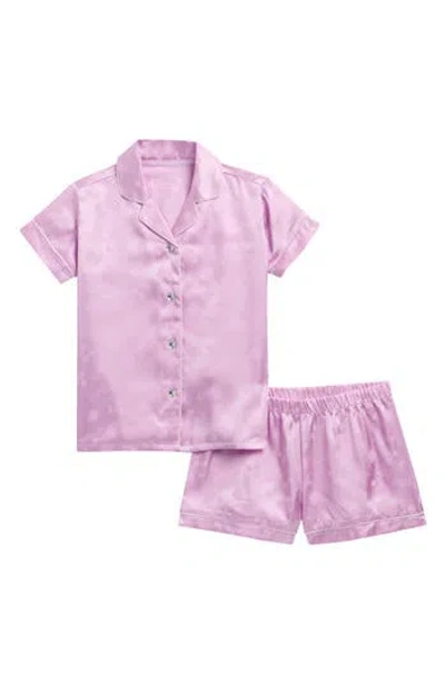 Juicy Couture Kids' Logo Jacquard Two-piece Satin Short Pajamas In Purple