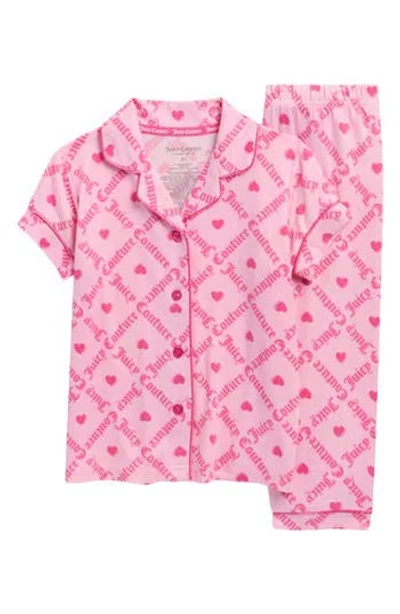 Juicy Couture Kids' Logo Print Two-piece Pajamas In Pink