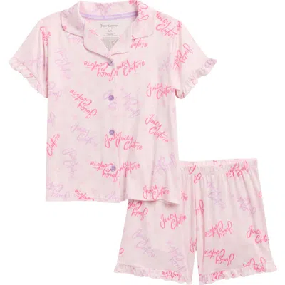 Juicy Couture Kids' Logo Print Two-piece Short Pajamas In Multi