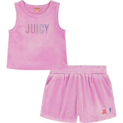 Juicy Couture Kids' Logo Tank Top & Shorts Set In Pink
