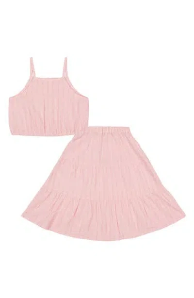 Juicy Couture Kids' Metallic Stripe 2-piece Skirt Set In Pink