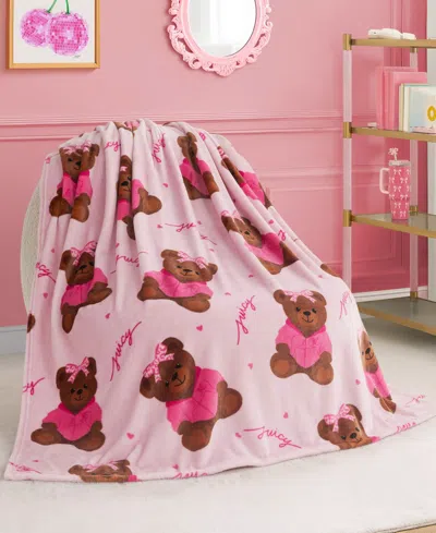 Juicy Couture Kids Plush Throw, 50" X 70" In Pink