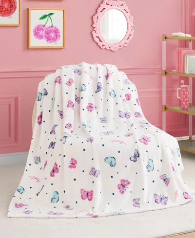 Juicy Couture Kids Plush Throw, 50" X 70" In White