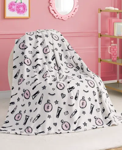 Juicy Couture Kids Plush Throw, 50" X 70" In Glam Girl White