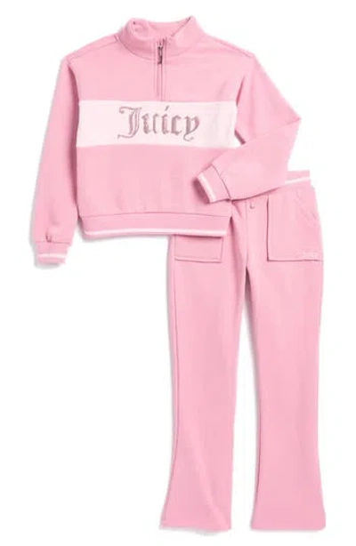 Juicy Couture Kids' Baby Girl's, Little Girl's & Girl's 2-piece Logo Fleece Zip Pullover & Pants Set In Pink