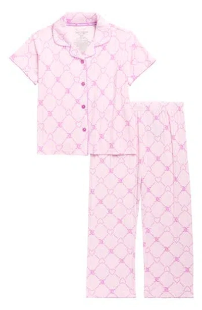 Juicy Couture Kids' Ribbed Jersey Two-piece Pajamas In Pink