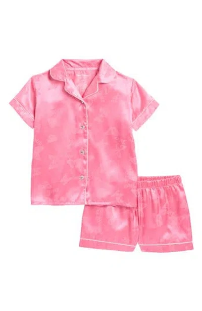 Juicy Couture Kids' Satin Coat Pajamas In Strawberry Butterfly Logo