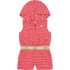 JUICY COUTURE JUICY COUTURE KIDS' STRIPE HOODED ROMPER