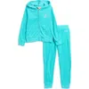 Juicy Couture Kids' Studded French Terry Zip Hoodie & Joggers Set In Aqua