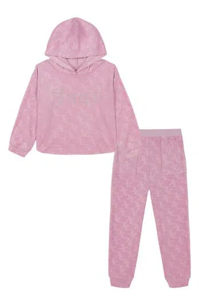 Juicy Couture Kids' Velour Hoodie & Joggers Set In Pink