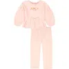 Juicy Couture Kids' Velour Ruffle Hem Top & Pants Set In Pink
