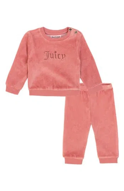 Juicy Couture Kids' Velour Sweatshirt & Joggers Set In Pink