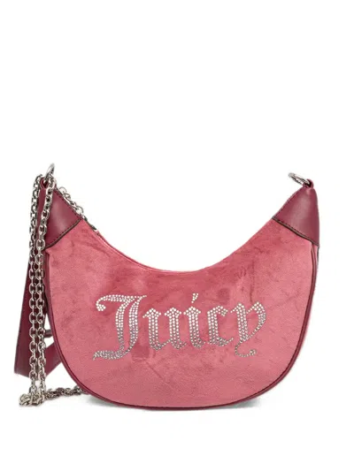 Juicy Couture Kimberly Rhinestone-embellished Crescent Shoulder Bag In Pink