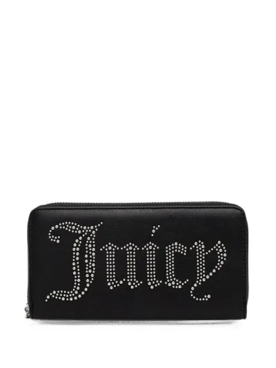 Juicy Couture Kimberly Rhinestone-embellished Logo Wallet In Black