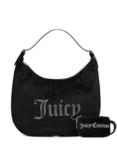 Juicy Couture Kimberly Rhinestone-embellished Logo-print Tote Bag In Black
