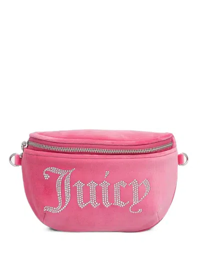 Juicy Couture Kimberly Rhinestone-embellished Velvet Belt Bag In Purple