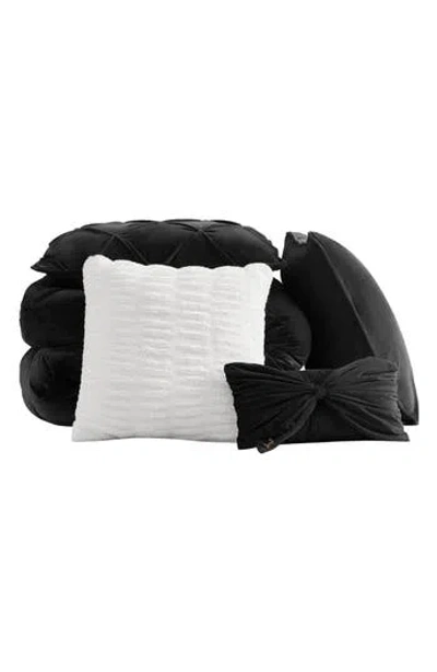 Juicy Couture Kiss 5-piece Pleat Plush Comforter Set In Black