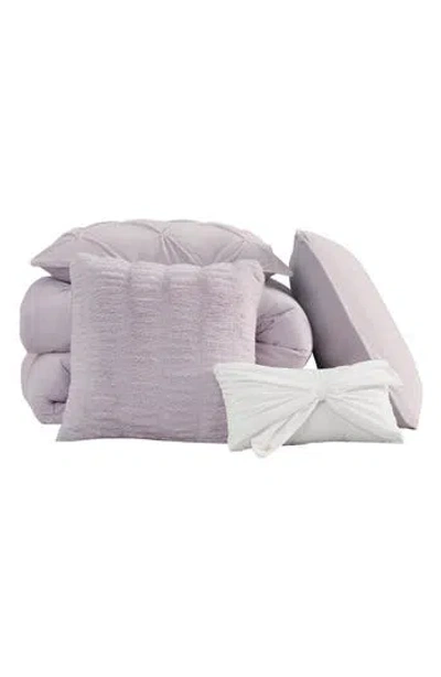 Juicy Couture Kiss 5-piece Pleat Plush Comforter Set In Lavender Purple