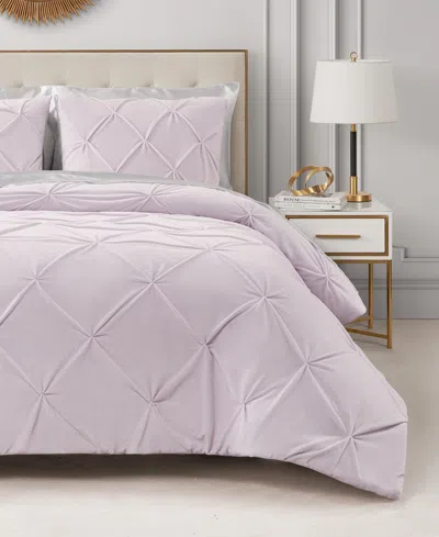 Juicy Couture Kiss Pleat Plush 3-pc. Comforter Set, King In Lavender Purple