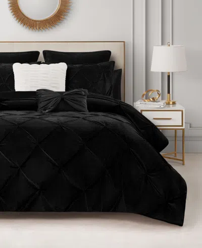 Juicy Couture Kiss Pleat Plush 5-pc. Comforter Set, Twin/twin Xl In Black