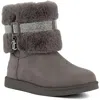 Juicy Couture Kursive Womens Faux Fur Faux Suede Booties In Grey