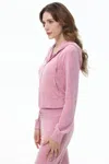 Juicy Couture Lace Rhinestone Classic Hoodie In Pink