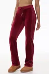 Juicy Couture Lace Rhinestone Classic Track Pants In Burgundy