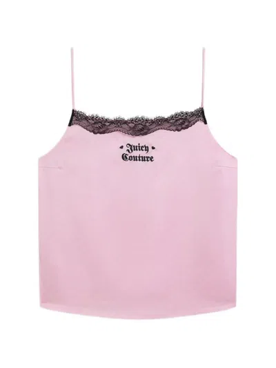 Juicy Couture Lace-trim Heart-print Pajamas In Pink