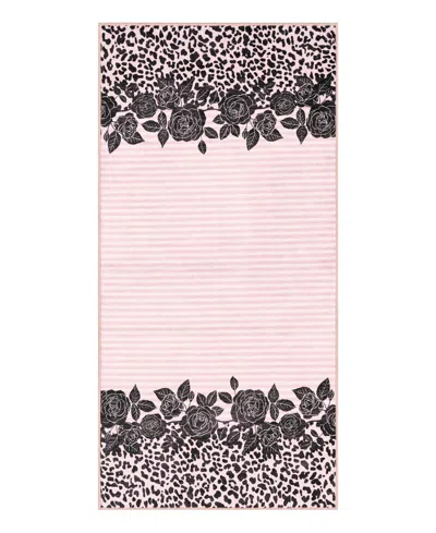 Juicy Couture Lacey Leopard Finely Soft Washable Accent Rug, 24" X 48" In Pink