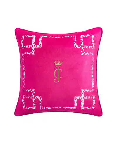 Juicy Couture Lattice Embroidered Velvet Decorative Pillow, 20" X 20"