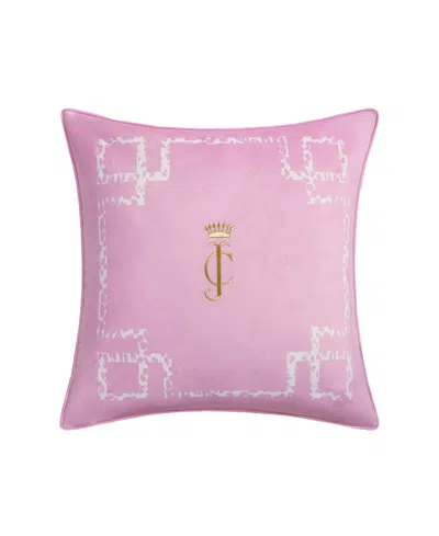 Juicy Couture Lattice Embroidered Velvet Decorative Pillow, 20" X 20"