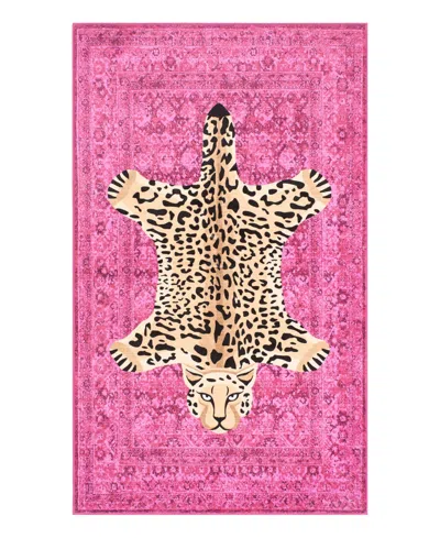 Juicy Couture Leopard Medallion Finely Soft Washable Accent Rug, 36" X 60" In Pink