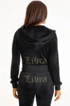 Juicy Couture Libra Customizable Big Bling Velour Hoodie In Black