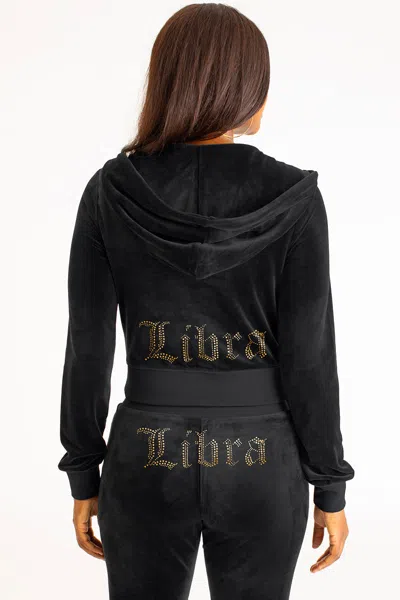 Juicy Couture Libra Customizable Big Bling Velour Hoodie In Black