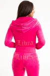 Juicy Couture Libra Customizable Big Bling Velour Hoodie In Pink
