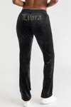 Juicy Couture Libra Customizable Big Bling Velour Track Pants In Black