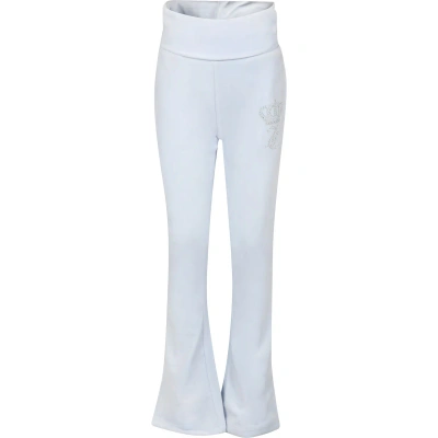 Juicy Couture Kids' Light Blue Trousers For Girl With Logo