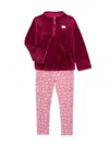 JUICY COUTURE LITTLE GIRL'S 2-PIECE FAUX SHEARLING PULLOVER & HEART LEGGINGS SET
