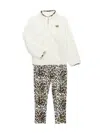 JUICY COUTURE LITTLE GIRL'S 2-PIECE FAUX SHEARLING PULLOVER & LEOPARD PRINT LEGGINGS SET