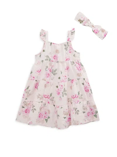 Juicy Couture Kids' Little Girl's 2-piece Floral Headband & Dress Set In Pink