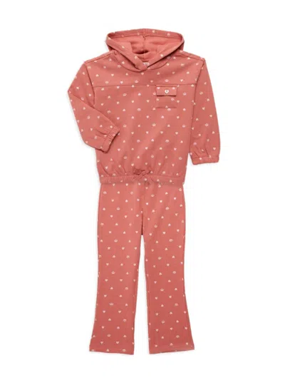 Juicy Couture Kids' Little Girl's 2-piece Heart & Crown Hoodie & Flared Pants Set In Pink