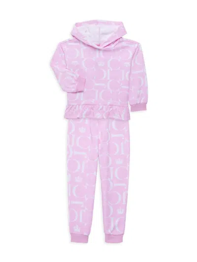 Juicy Couture Babies' Little Girl's 2-piece Logo Print Fleece Hoodie & Joggers Set In Pink