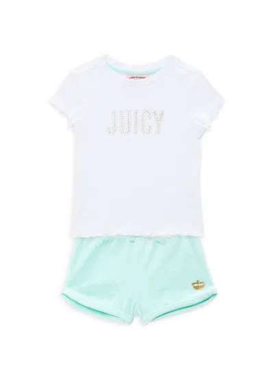 Juicy Couture Babies' Little Girl's 2-piece Logo Tee & Shorts Set In White
