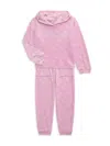 Juicy Couture Little Girl's 2-piece Monogram Velour Hoodie & Joggers Set In Pink Multi