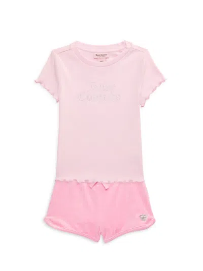 Juicy Couture Kids' Little Girl's 2-piece Top & Shorts Set In Pink Multi
